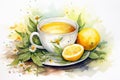 Cup lemon background beverage background herbal drink nature healthy hot tea food white Royalty Free Stock Photo