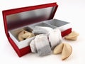 Tea and Fortune Cookies in a Red Box Royalty Free Stock Photo