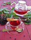 Tea with fresh elder berries Royalty Free Stock Photo