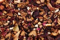 Tea fruity blend of hibiscus petals, orange peel, rose hips, app