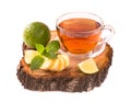 Tea with ginger lime and mint isolated