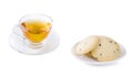 Tea in glass cup and cookie isolated on white background.clipping path Royalty Free Stock Photo