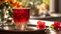 Tea in a glass cup, hibiscus flower fresh