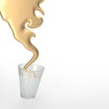 Tea glass pouring tea in the floor 3D render