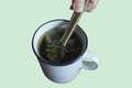 Tea with Green and dired Stevia leaves