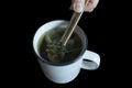 Tea with Green and dired Stevia leaves