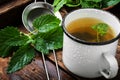 Tea with green fresh melissa leaves Royalty Free Stock Photo