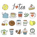 Tea Hand Drawn Elements Set Royalty Free Stock Photo