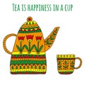 Tea is happiness in a cup illustration