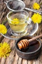 Tea with healthy dandelion honey Royalty Free Stock Photo