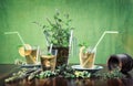 Tea with herbs and glasses Royalty Free Stock Photo