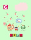 Tea history. Letter G. Gift. Cute cartoon english alphabet with colorful image and word.