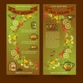 Tea house cards. Flyers set of Cup, leaf, lemon, pot.