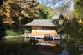 Tea house in Japanese garden autumn Royalty Free Stock Photo