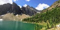 Tea House Views hiking around Lake Agnes, close to Lakeview trail, Plain of six glaciers, Lake Agnes, Mirror Lake, Little and Big Royalty Free Stock Photo