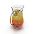 Tea with ice in a pitcher. Jug full of iced tea with lemon on white. 3D illustration Royalty Free Stock Photo