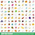 100 tea icons set, isometric 3d style Royalty Free Stock Photo
