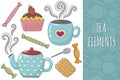 Tea isolated elements collection. Cozy set