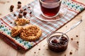 Tea, jam and cookies Royalty Free Stock Photo