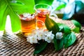 Tea with jasmine. Two cups of tea Royalty Free Stock Photo