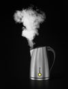 Tea kettle with boiling water.