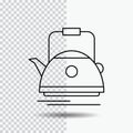 Tea, kettle, teapot, camping, pot Line Icon on Transparent Background. Black Icon Vector Illustration Royalty Free Stock Photo