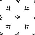 Tea leaf sprout pattern seamless black