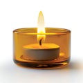 Tea light candle , isolated on white background , high quality, high resolution Royalty Free Stock Photo
