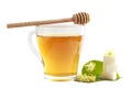 Tea with linden and honey isolate white background Royalty Free Stock Photo