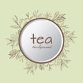 Tea logo background with painted leaves tea