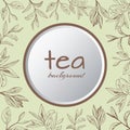 Tea logo vector background with painted leaves tea