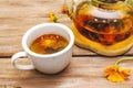 Tea made from fresh marigold flowers Royalty Free Stock Photo