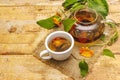 Tea made from fresh marigold flowers Royalty Free Stock Photo