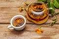 Tea made from fresh marigold flowers Royalty Free Stock Photo