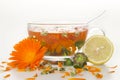 Tea from marigold medical. Royalty Free Stock Photo