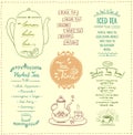 Tea menu list designs set.
