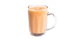 Tea with milk or popularly known as Teh Tarik isolated in white