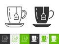 Tea mug teabag cup simple black line vector icon Royalty Free Stock Photo