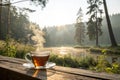 Tea with Nature Background Royalty Free Stock Photo