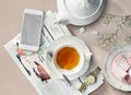 Tea Newspaper Watch Information Simple Relax Concept Royalty Free Stock Photo
