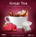 Tea packaging concept. Raspberry tea