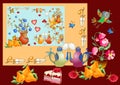 Tea party. Beautiful card with cute elements for teatime. Royalty Free Stock Photo