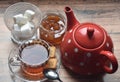 Tea party, beautiful teapot and tea Royalty Free Stock Photo