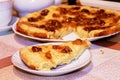 Tea party. Delicious pie with berry jam close-up Royalty Free Stock Photo