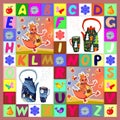 Tea party with happy dragons. Childish patchwork pattern