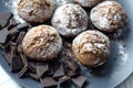 Tea party. Homemade muffins with pieces of chocolate. Royalty Free Stock Photo