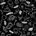 Tea party kitchen tools seamless pattern