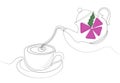 Tea party. One line drawing. Vector illustration Royalty Free Stock Photo