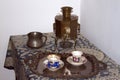 Tea party with Russian samovar tea set tableware 19th century