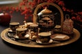 Tea party set oriental. Generate Ai Royalty Free Stock Photo